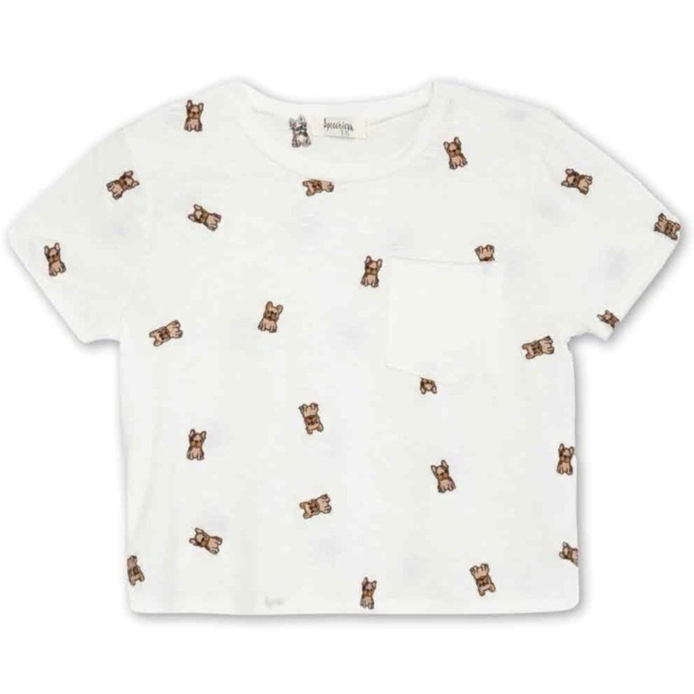 Speechless Girl's Graphic‎ T-Shirt Cute Dog Frenchie Size XL White